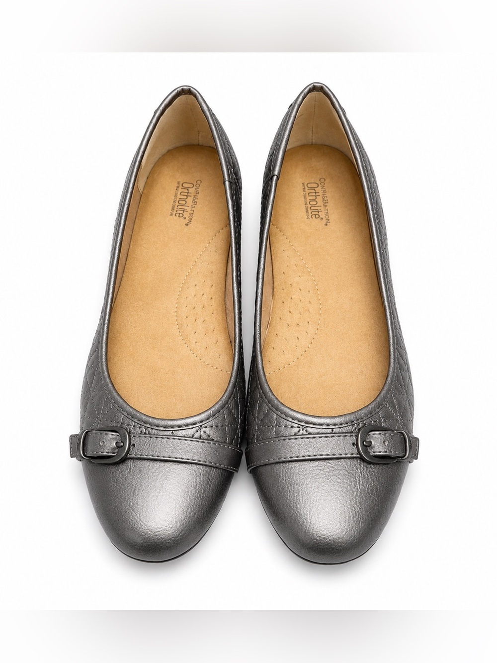Croft & Barrow Ortholite Metallic Gray Ballet Flats - Comfort Shoes. Size: 10